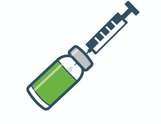 Injecting sterile saline into CroFab vial icon